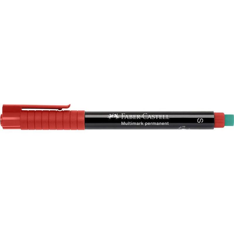 Pack De 10 Unidades Faber-Castell Multimark Rotulador Permanente - Ancho De Trazo 0.4mm - Goma De Borrar Integrada - Resistente A La Luz Y Al Agua - Color Rojo