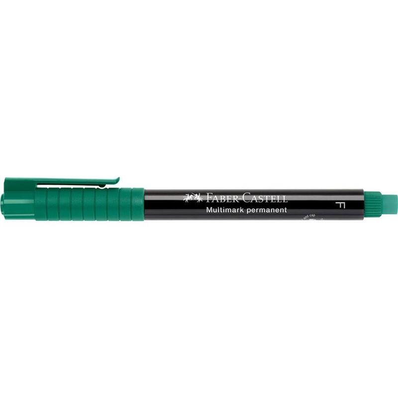 Pack De 10 Unidades Faber-Castell Multimark Rotulador Permanente - Ancho De Trazo 0.6mm - Goma De Borrar Integrada - Resistente A La Luz Y Al Agua - Color Verde