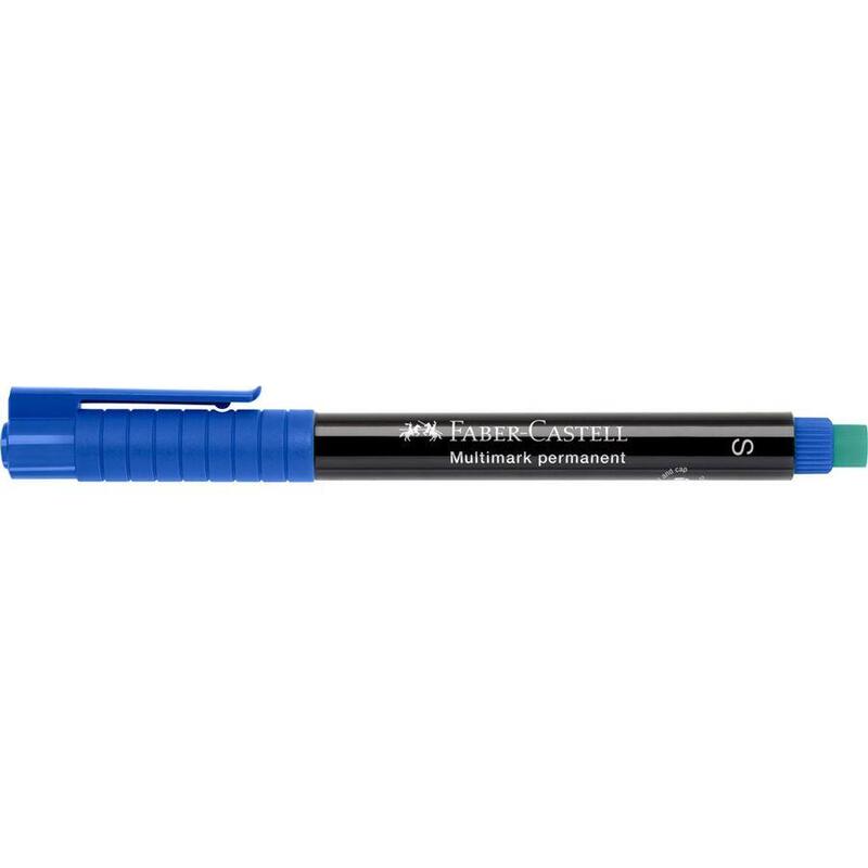 Pack De 10 Unidades Faber-Castell Multimark Rotulador Permanente - Ancho De Trazo 1mm - Goma De Borrar Integrada - Resistente A La Luz Y Al Agua - Color Azul