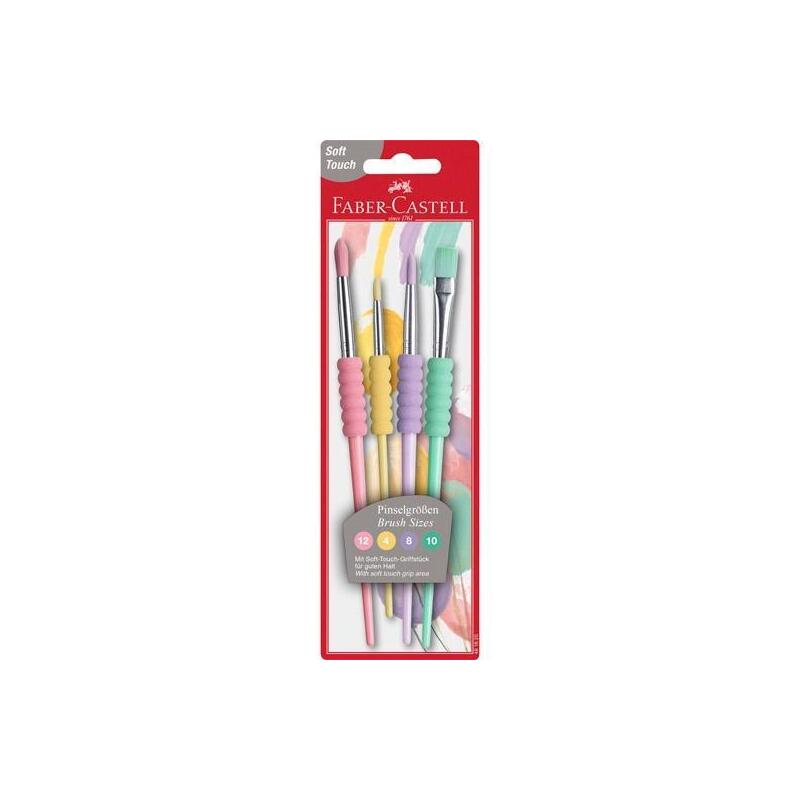 Pack De 10 Unidades Faber Castell Pinceles Diferentes Formatos Colores Pastel Juego 4 Ud Blíster