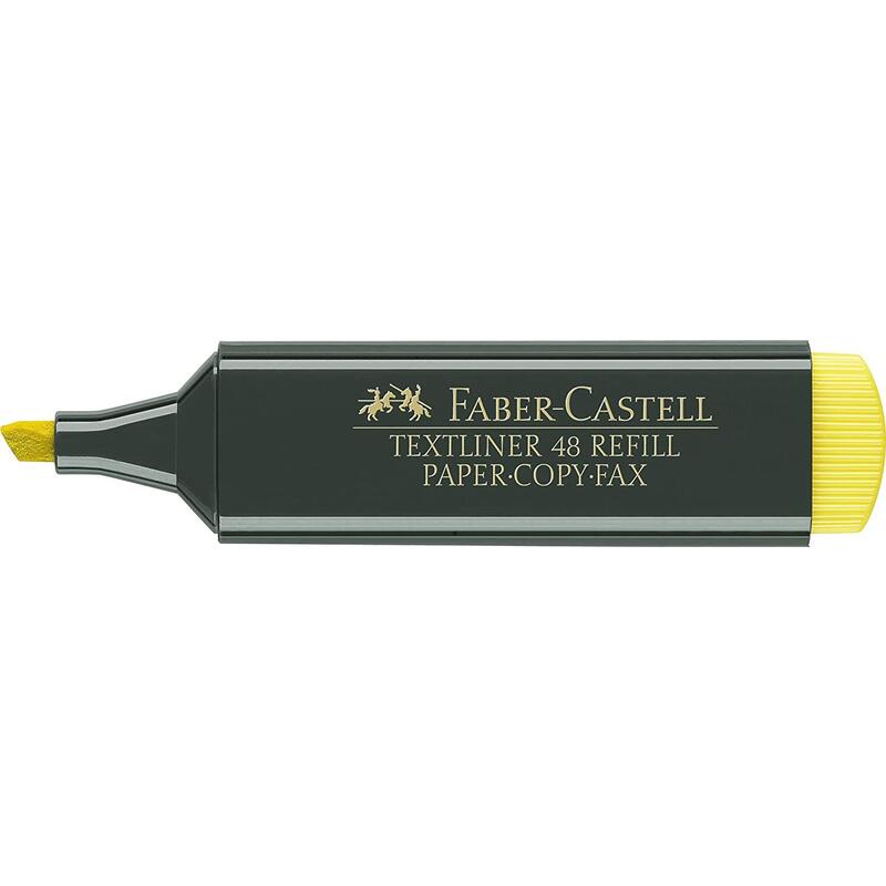 Pack De 10 Unidades Faber-Castell Rotulador Marcador Fluorescente Textliner 48 - Punta Biselada - Trazo Entre 1.2mm Y 5mm - Tinta Con Base De Agua - Color Amarillo
