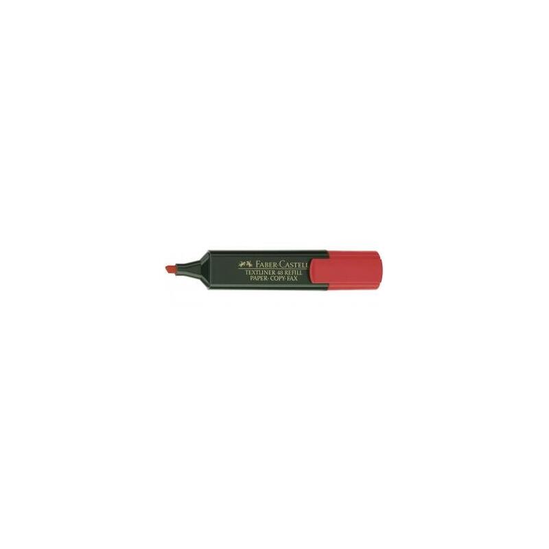 Pack De 10 Unidades Faber-Castell Rotulador Marcador Fluorescente Textliner 48 - Punta Biselada - Trazo Entre 1.2mm Y 5mm - Tinta Con Base De Agua - Color Rojo