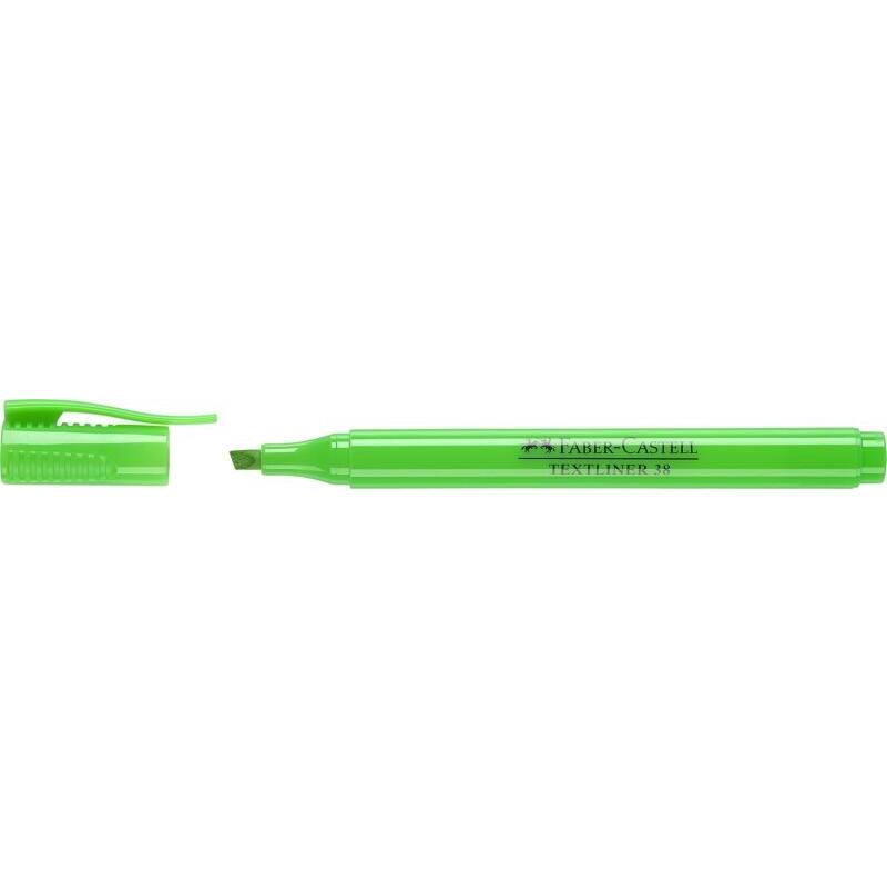Pack De 10 Unidades Faber-Castell Textliner 38 Marcador Fluorescente - Cuerpo Fino - Punta Biselada - Trazo Grueso Y