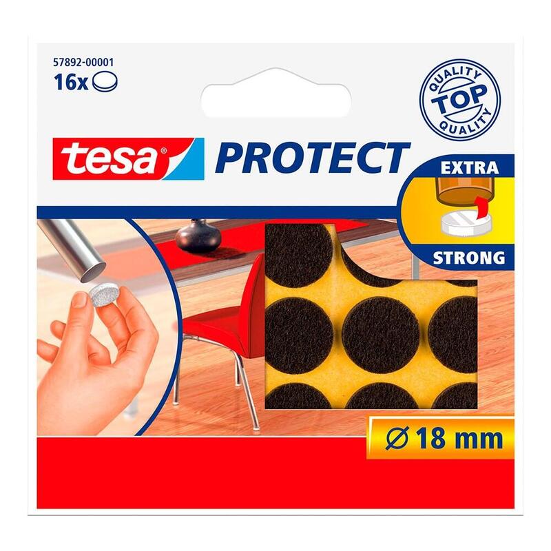 Pack De 10 Unidades - Fieltro Antirasguño Marrón Ø18 Mm, 16 Uds