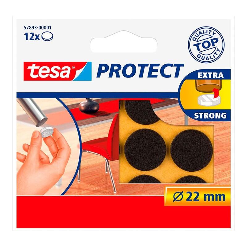 Pack De 10 Unidades - Fieltro Antirasguño Marrón Ø22 Mm, 12 Uds
