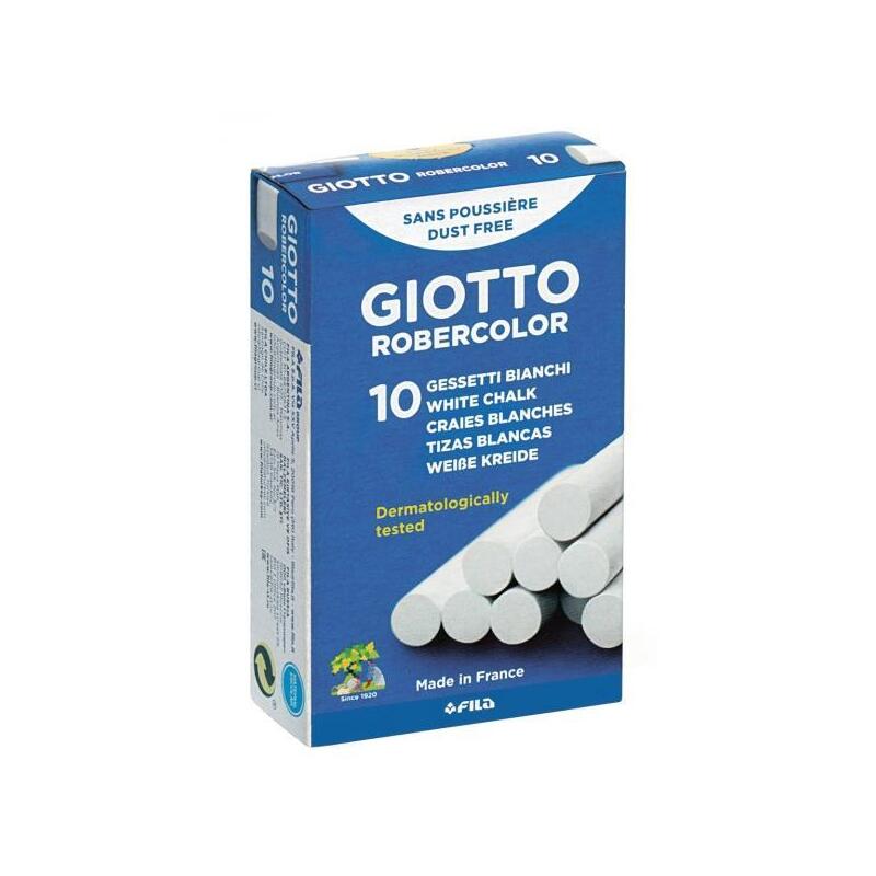 Pack De 10 Unidades Giotto Tizas Robercolor Antipolvo Blanco Caja 10 Ud