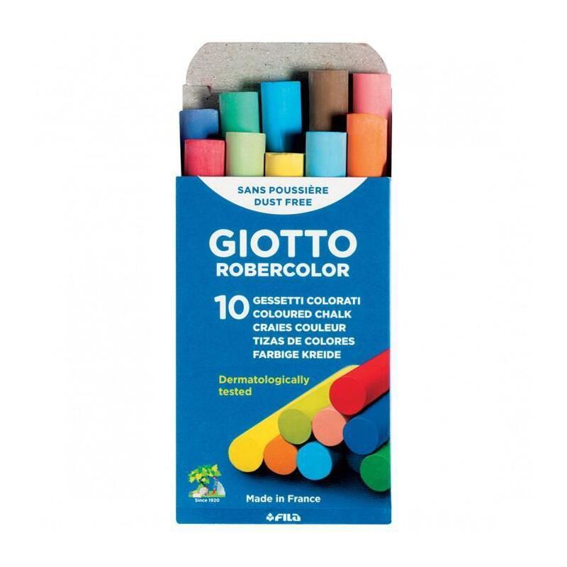 Pack De 10 Unidades Giotto Tizas Robercolor Antipolvo Colores Surtidos Caja 10 Ud