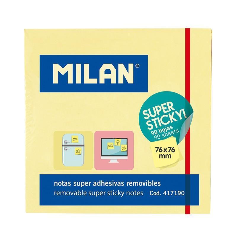 Pack De 10 Unidades Milan Bloc Notas Súper Adhesivas 90 Hojas 76x76mm Amarillo
