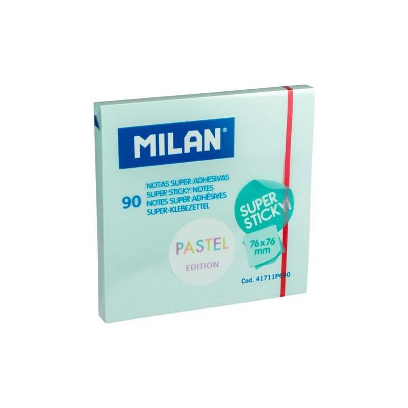 Pack De 10 Unidades Milan Bloc Notas Super Adhesivas 90h 76x76mm Edición Pastel Azul