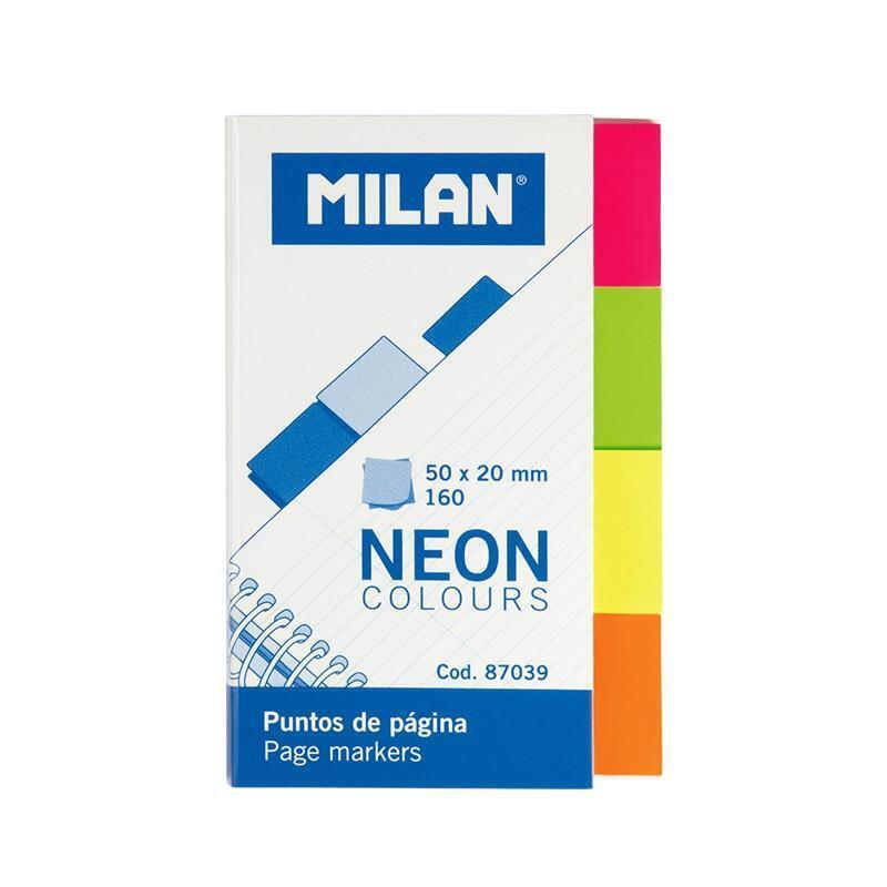 Pack De 10 Unidades Milan Marcadores De Página 160 Puntos 50x20mm 4 Colores Neón