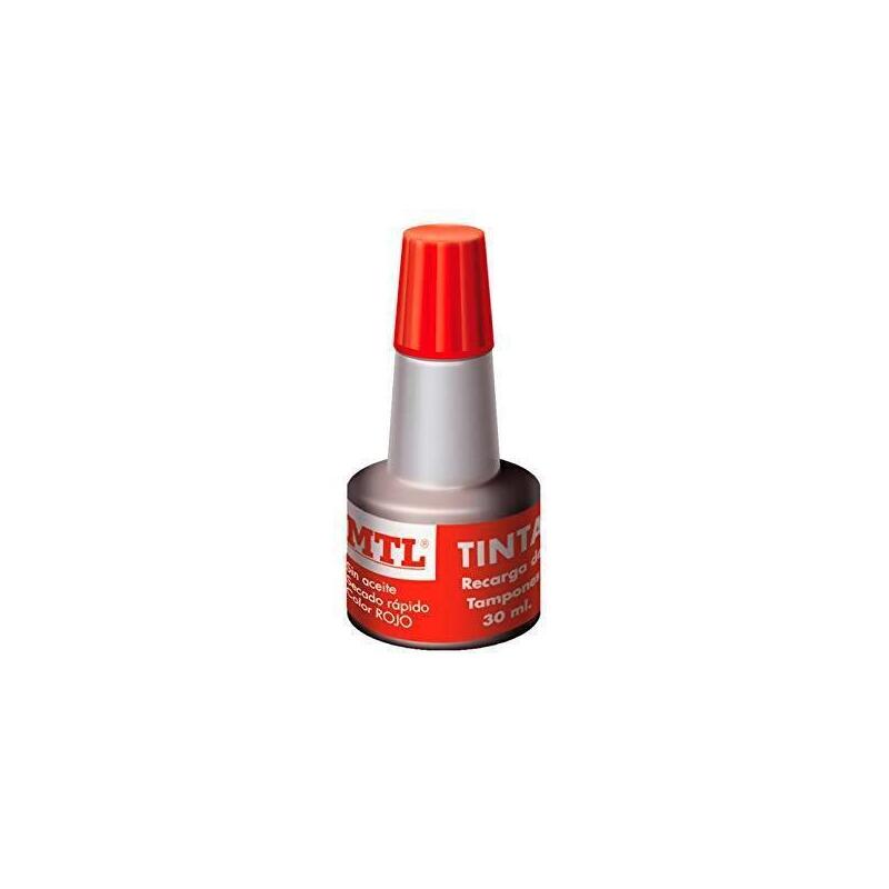 Pack De 10 Unidades Mtl Tinta De Sellar Para Recarga De Tampones 30ml Rojo