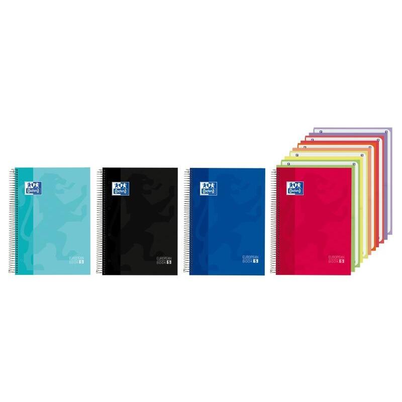 Pack De 10 Unidades Oxford Cuaderno De Espiral - Formato A4+ - 150 Hojas - Cuadricula 5x5mm - Tapa Extradura - Anti