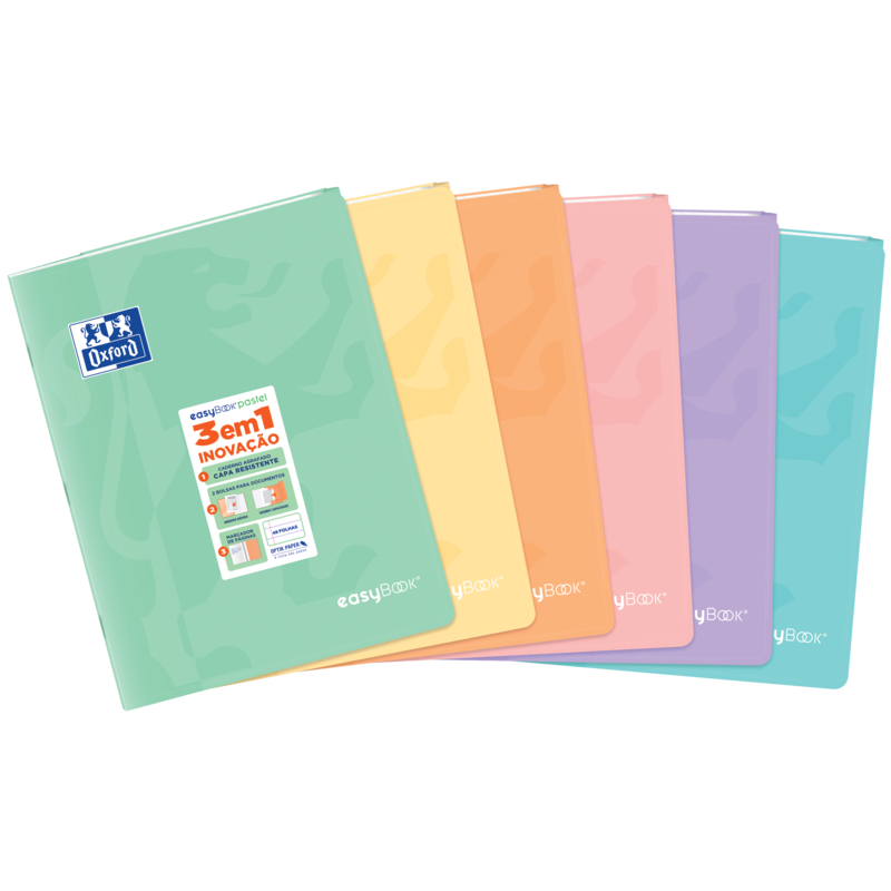 Pack De 10 Unidades Oxford Easybook A4 Libreta Grapada - Tapa De Plastico Resistente - 1 Linea Con 2 Margenes - 48