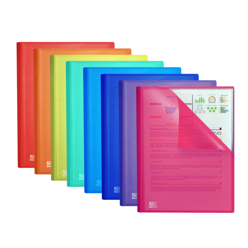 Pack De 10 Unidades Oxford Urban A4 Carpeta De Fundas Soldadas - Tapa De Plastico Translucido - 60 Fundas - Colores