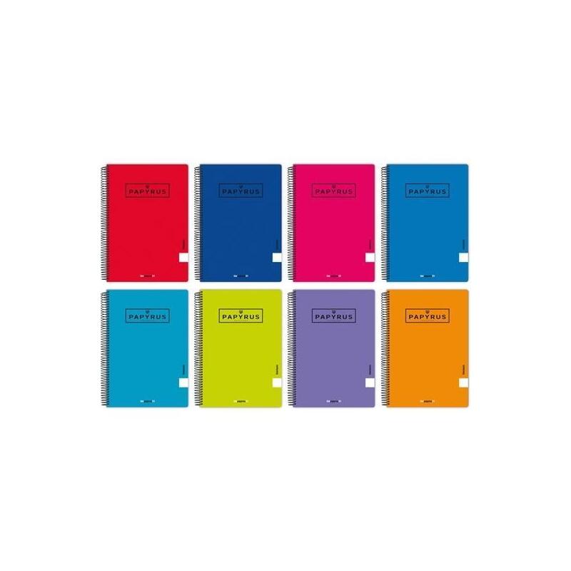 Pack De 10 Unidades Papyrus Cuaderno Tapa Blanda 01-Uniclasic 80h 90gr Pauta 2,5mm Cuarto Colores Surtidos