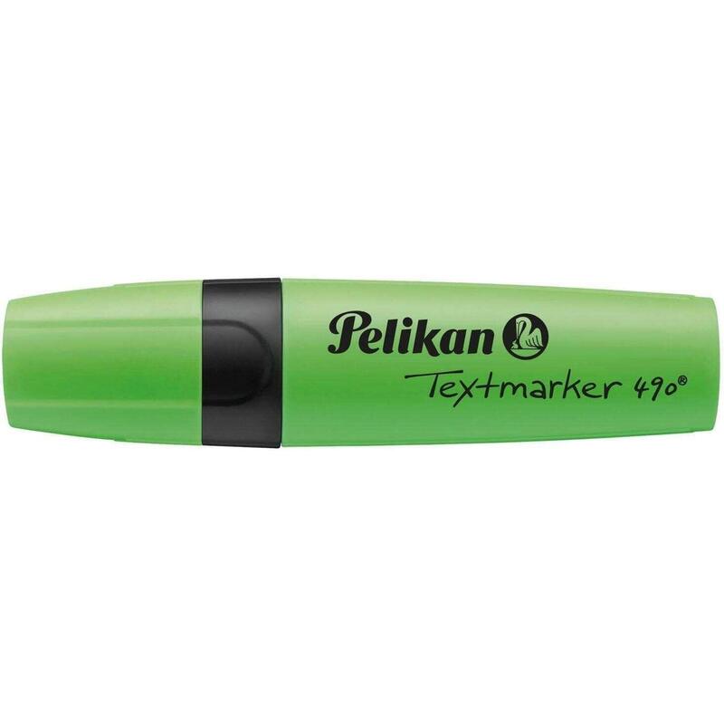 Pack De 10 Unidades Pelikan Subrayador Textmarker 490 - Base De Agua - 3 Anchos De Trazo - Color Verde Fluorescente