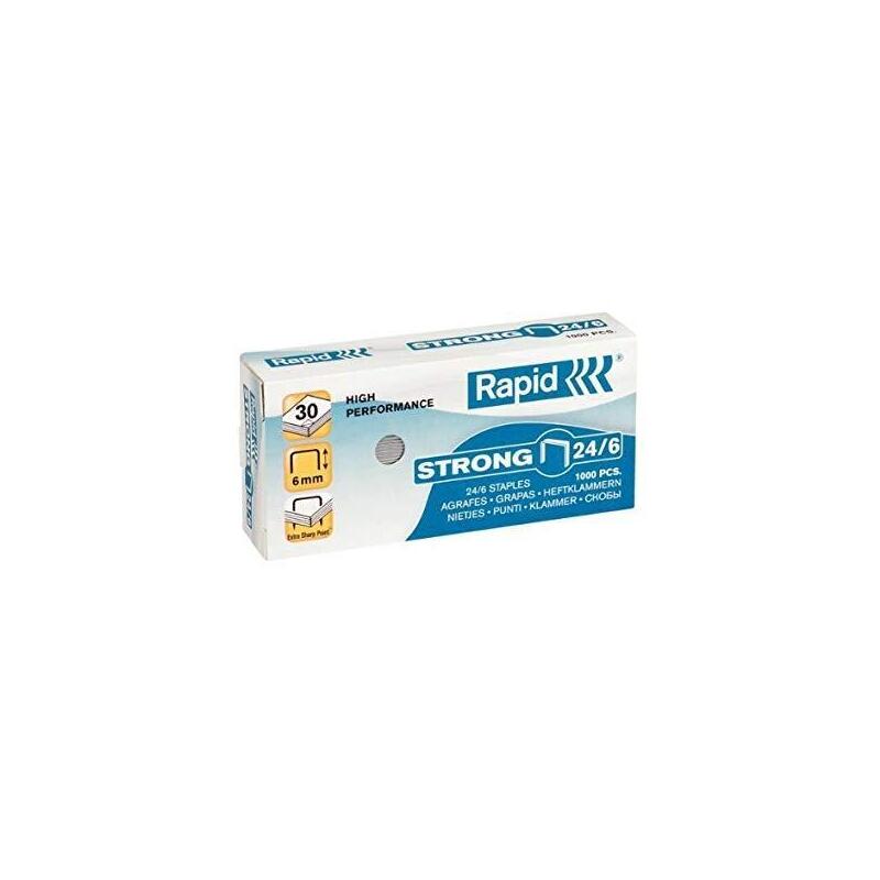 Pack De 10 Unidades Rapid Grapas Strong 24/6 Galvanizadas -Caja De 1000-