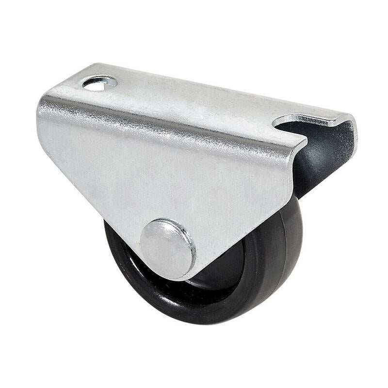 Pack De 10 Unidades - Rueda Fija Con Placa Y Eje Liso De Dos Fijaciones, Color Negro, Carga Máx. 40 Kg, Ø 2,5 Cm