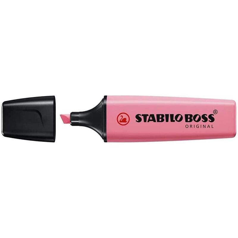 Pack De 10 Unidades Stabilo Boss 70 Pastel Marcador Fluorescente - Trazo Entre 2 Y 5mm - Recargable - Tinta Con Base De Agua - Color Rosa Cerezo En Flor