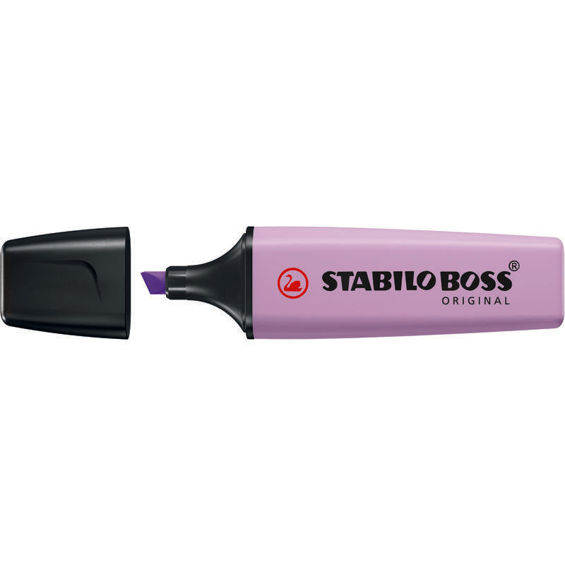 Pack De 10 Unidades Stabilo Boss 70 Pastel Rotulador Marcador Fluorescente - Trazo Entre 2 Y 5mm - Recargable - Tinta Con Base De Agua - Color Brisa Violeta