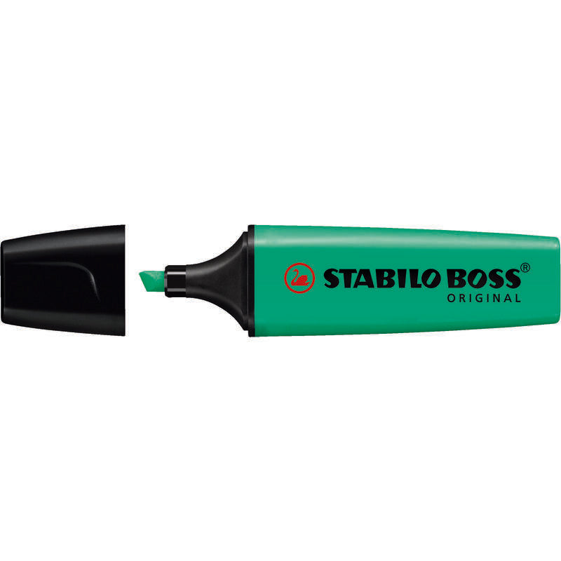 Pack De 10 Unidades Stabilo Boss 70 Rotulador Marcador Fluorescente - Trazo Entre 2 Y 5mm - Recargable - Tinta Con Base De Agua - Color Turquesa Fluorescente