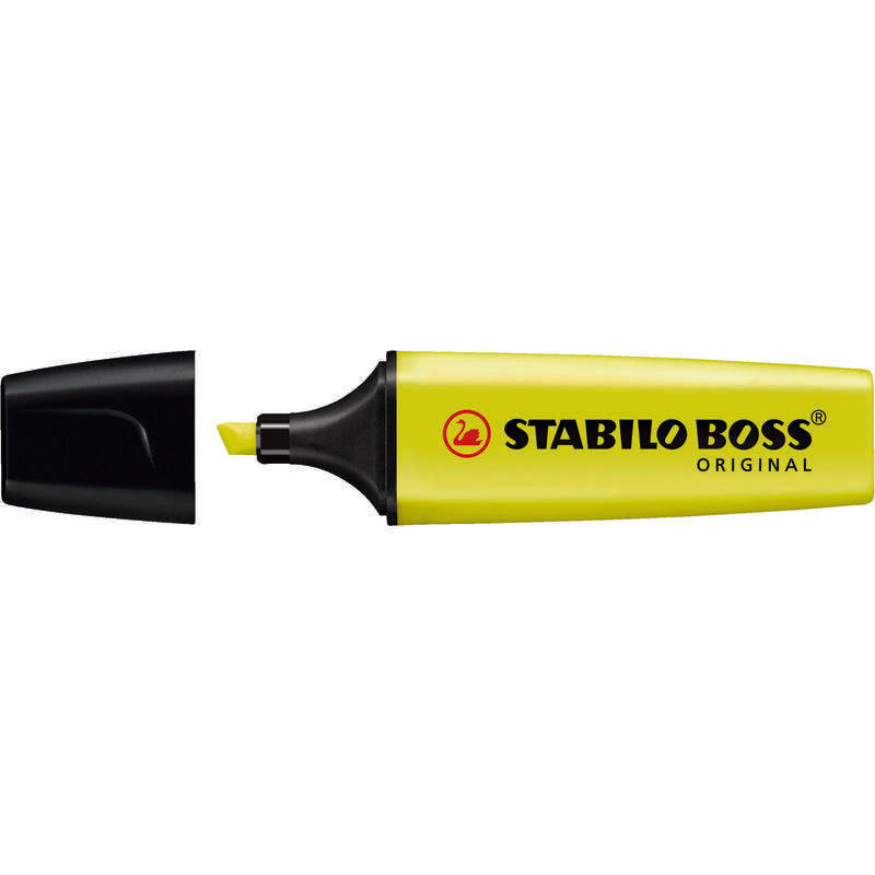 Pack De 10 Unidades Stabilo Boss 70 Rotulador Marcador Fluorescente - Trazo Entre 2 Y 5mm - Recargable - Tinta Con Base De Agua - Color Amarillo Fluorescente