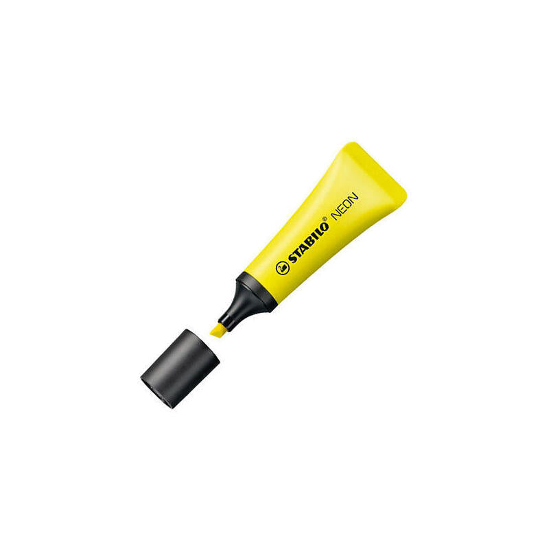 Pack De 10 Unidades Stabilo Neon 72 Marcador Fluorescente - Trazo Entre 2 Y 5mm - Tinta Con Base De Agua - Cuerpo En Forma De Tubo - Color Amarillo