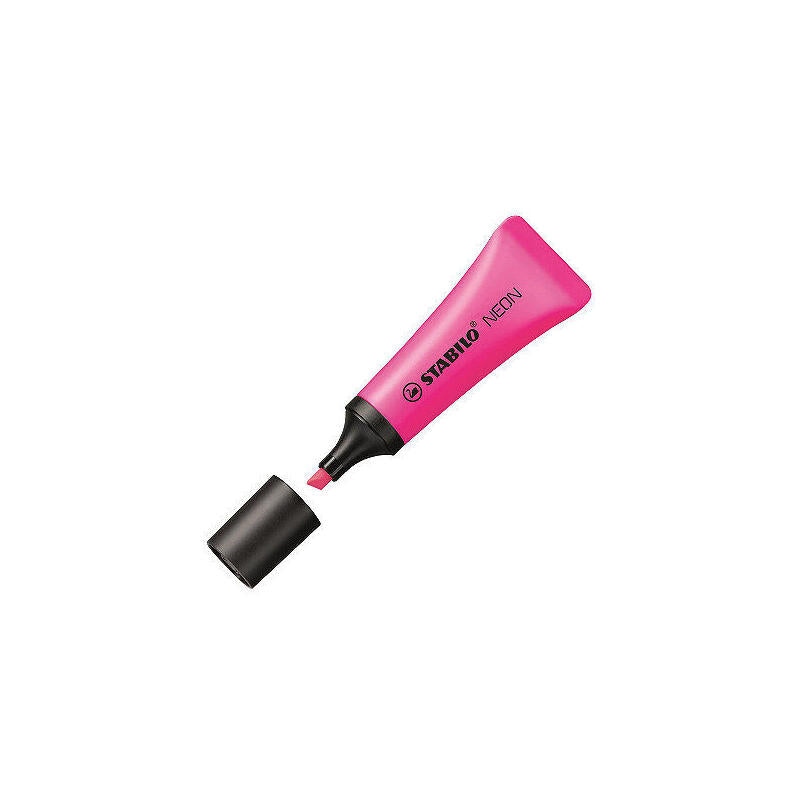 Pack De 10 Unidades Stabilo Neon 72 Marcador Fluorescente - Trazo Entre 2 Y 5mm - Tinta Con Base De Agua - Cuerpo En Forma De Tubo - Color Rosa