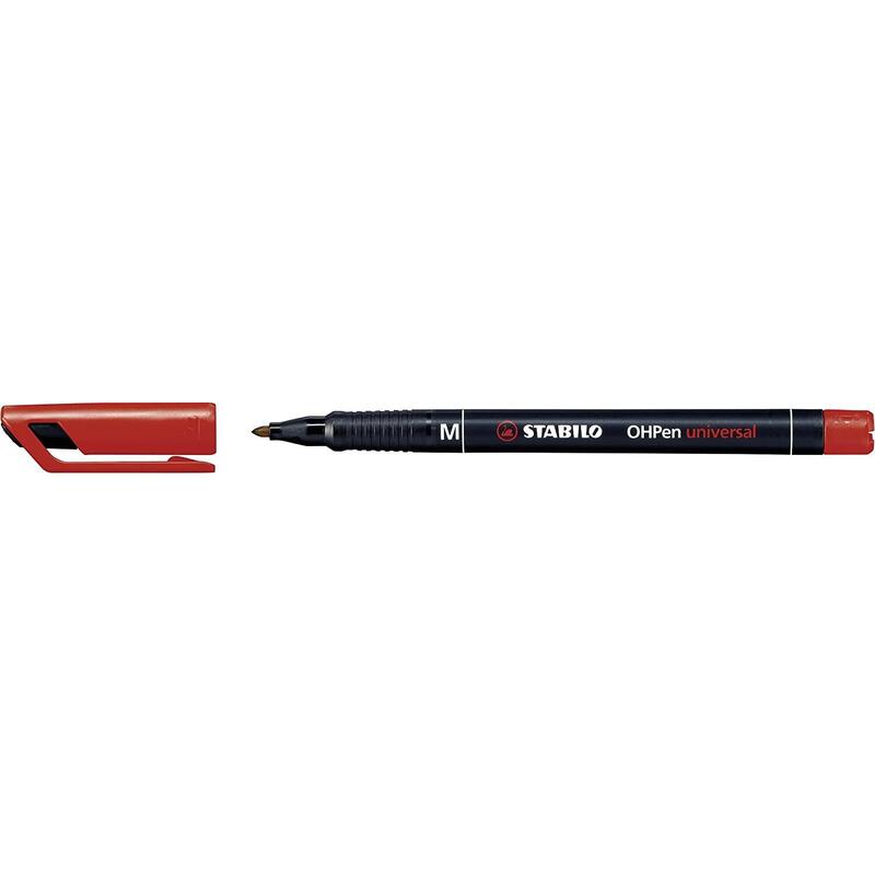 Pack De 10 Unidades Stabilo Ohpen Rotulador Permanente - Punta Media - Trazo De 1mm - Agarre Antideslizante - Tapon Ventilado - Color Rojo