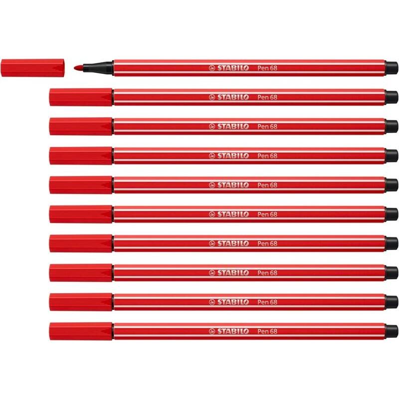 Pack De 10 Unidades Stabilo Pen 68 Rotulador De Punta De Fibra - Trazo De 1mm Aprox. - Tinta Con Base De Agua - Color