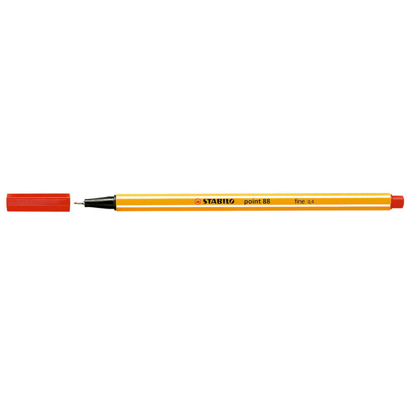 Pack De 10 Unidades Stabilo Point 88 Rotulador De Punta Fina De Fibra - Trazo De 0.4 Mm - Tinta Con Base De Agua - Color Rojo