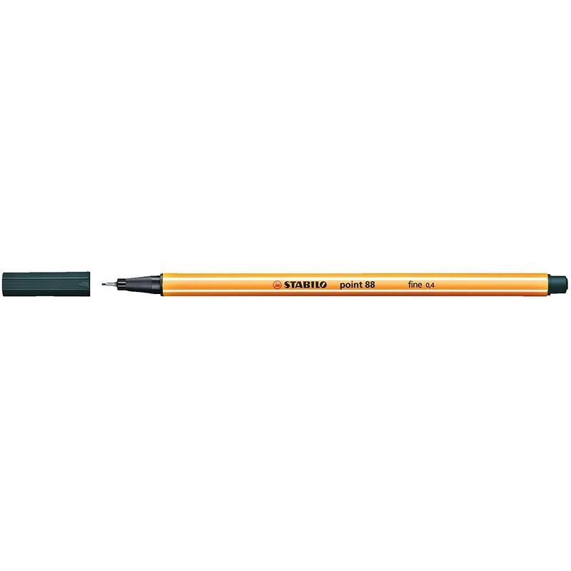 Pack De 10 Unidades Stabilo Point 88 Rotulador De Punta Fina De Fibra - Trazo De 0.4 Mm - Tinta Con Base De Agua - Color Verde Oliva