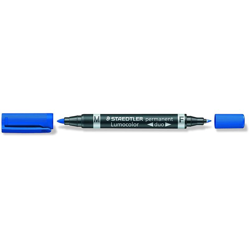 Pack De 10 Unidades Staedtler Lumocolor 348 Rotulador Permanente De Doble Punta - Secado Rapido - Color Azul