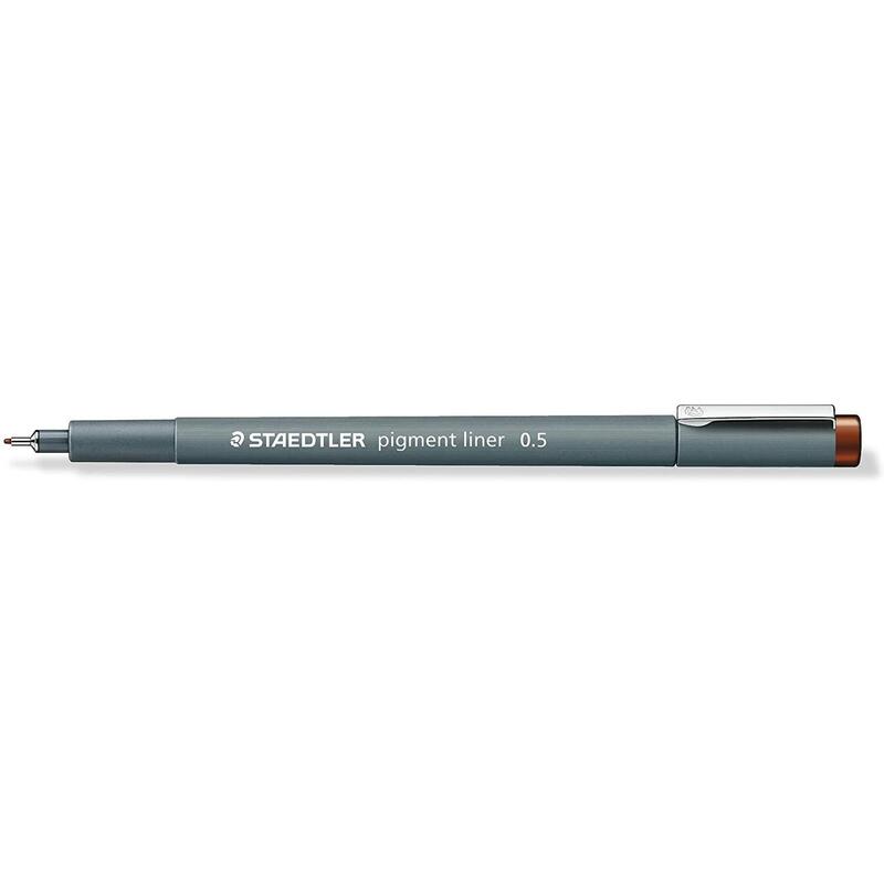 Pack De 10 Unidades Staedtler Pigment Liner 308 Rotulador Calibrado - Trazo 0.5mm - Secado Rapido - Marron