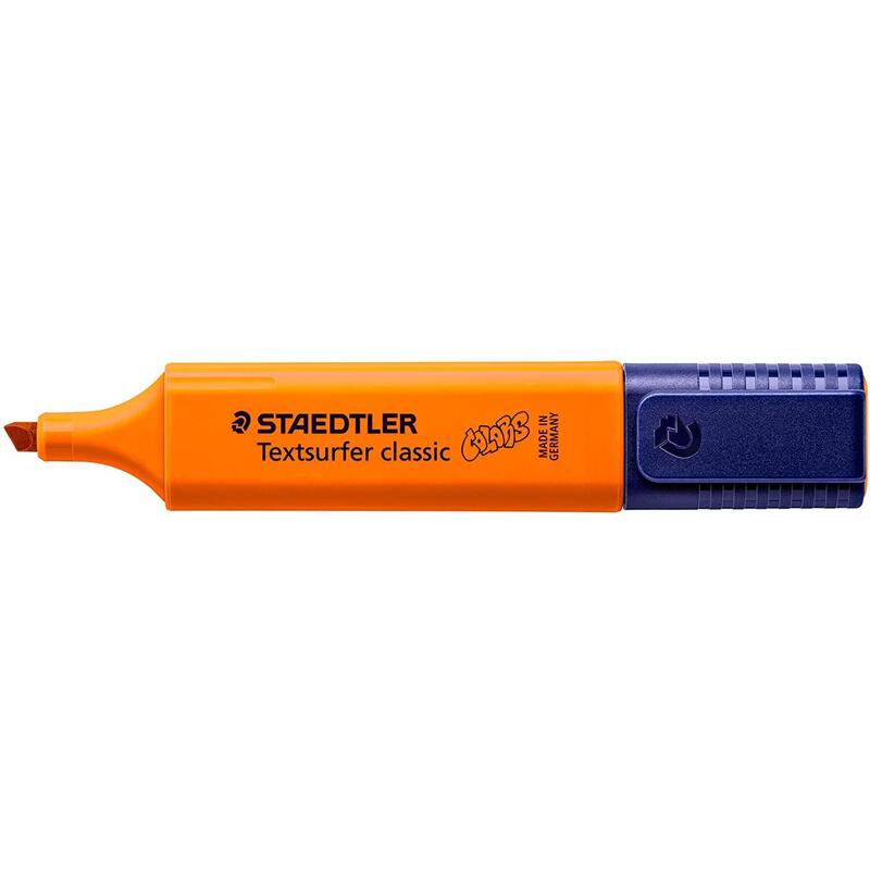 Pack De 10 Unidades Staedtler Textsurfer Classic 364 Marcador Fluorescente - Punta Biselada 1 - 5mm Aprox - Secado Rapido - Color Naranja