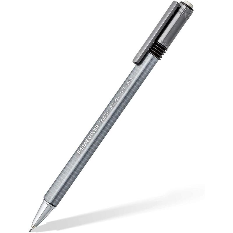 Pack De 10 Unidades Staedtler Triplus Micro 774 Portaminas - Ancho De Linea 0.7mm - Punta Retractil - Diseño Ergonomico - Color Gris