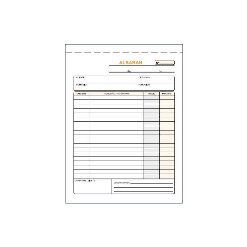 Pack De 10 Unidades Talonario Albaranes Cuarto Natural Duplicado Autocopia