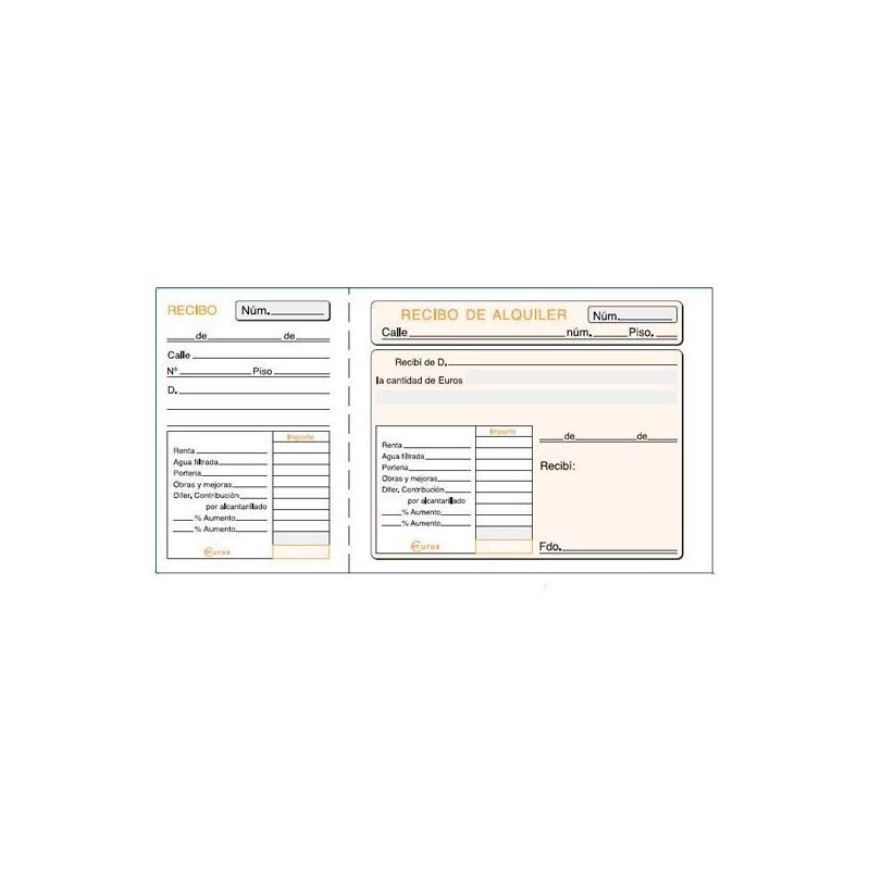 Pack De 10 Unidades Talonario Alquiler Inquilinos Tercio De Folio Sin Copia