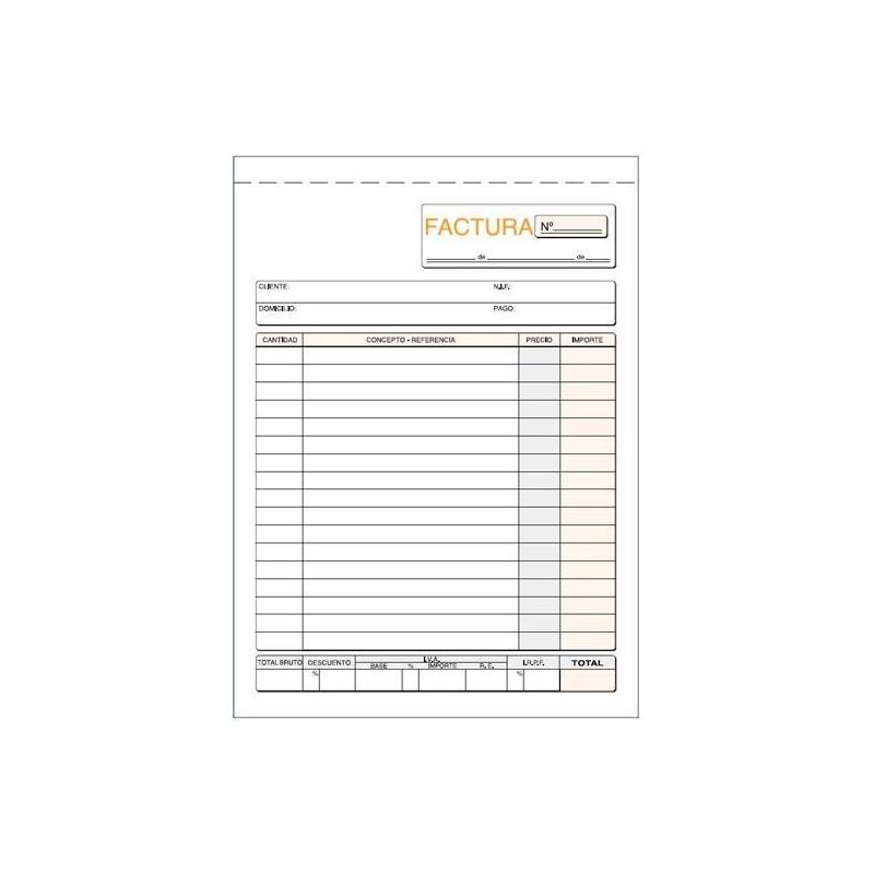 Pack De 10 Unidades Talonario Facturas Cuarto Natural Duplicado Autocopia