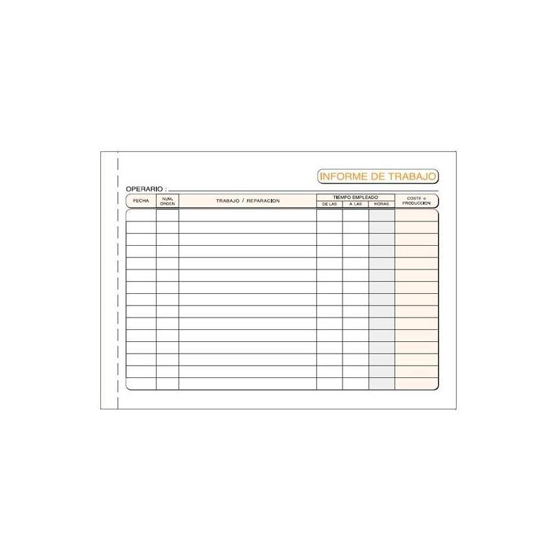 Pack De 10 Unidades Talonario Informe De Trabajo Cuarto Apaisado