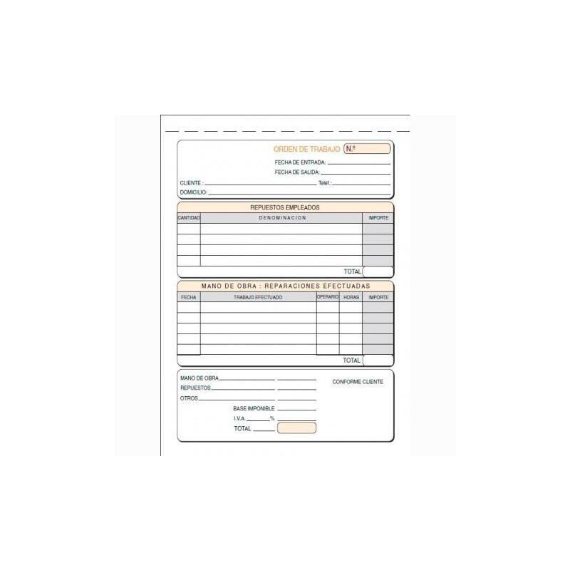 Pack De 10 Unidades Talonario Informe De Trabajo Cuarto Natural Duplicado Autocopia