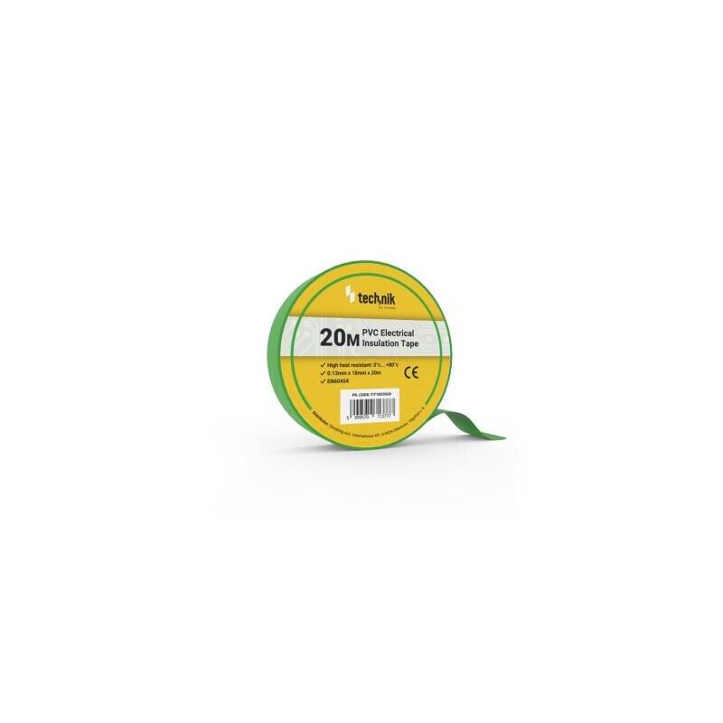 Pack De 10 Unidades Technik Cinta Aislante Pvc 0.13x18mm 20 Metros Verde 10 Uds