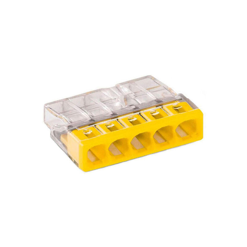 Pack De 100 Unidades - Conector Rápido 5 Conductores Rígidos, Ø Máximo 2,5 Mm², Transparente / Amarilla