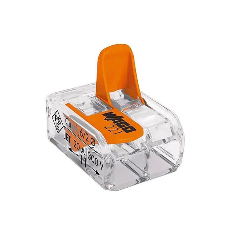 Pack De 100 Unidades - Conector Rápido Con Palanca 2 Vias, Ø Maximo 4 Mm², 450 V , 32 A; Transparente; 13,2 X 18,6 X 8,4 Mm