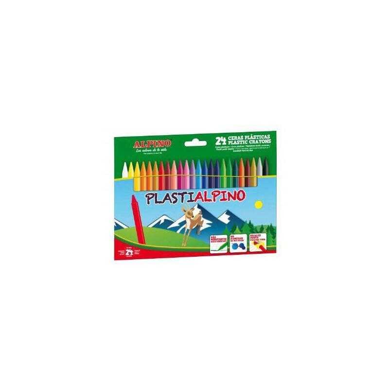 Pack De 12 Unidades Alpino Ceras Plásticas Plastialpino 115mm No Manchan Estuche De 24 C/Surtidos