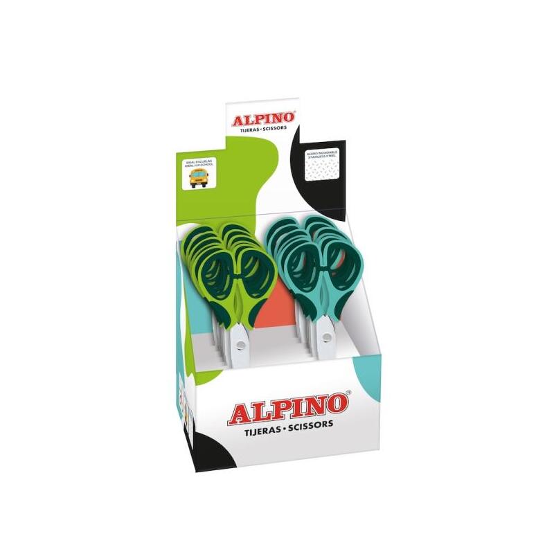 Pack De 12 Unidades Alpino Colorfull Tijera Escolar 13cm - Acero Inoxidable - Punta Roma - Colores Surtidos