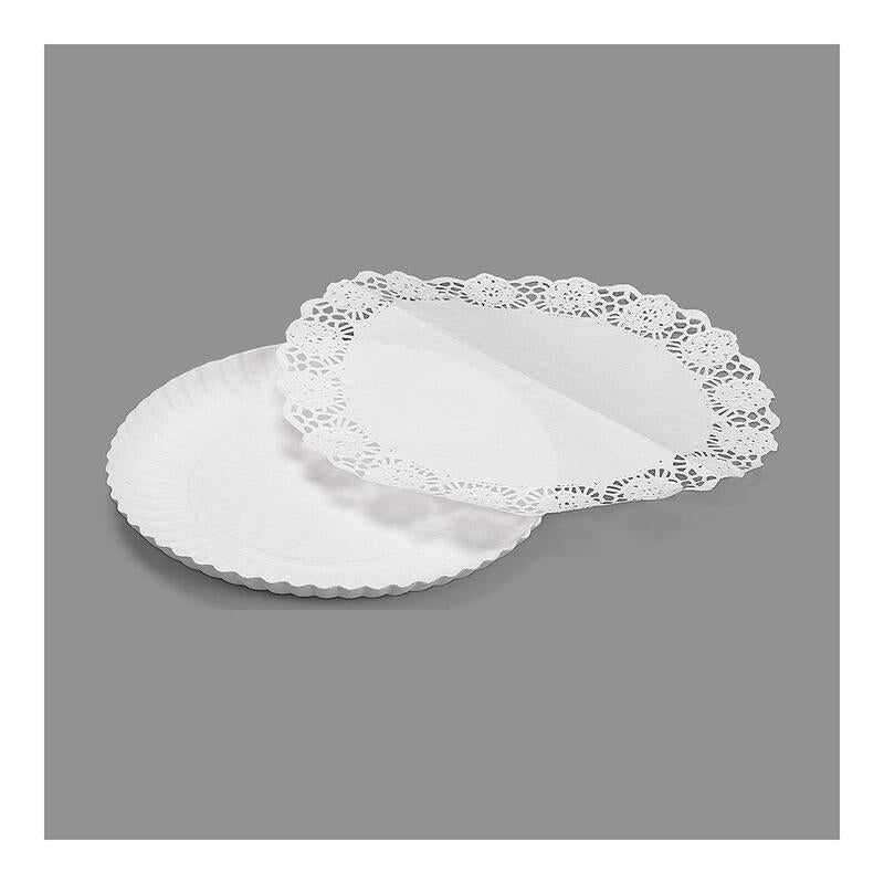 Pack De 12 Unidades - Bandeja Redonda Con Blonda Color Blanco Ø21cm, 3 Uds
