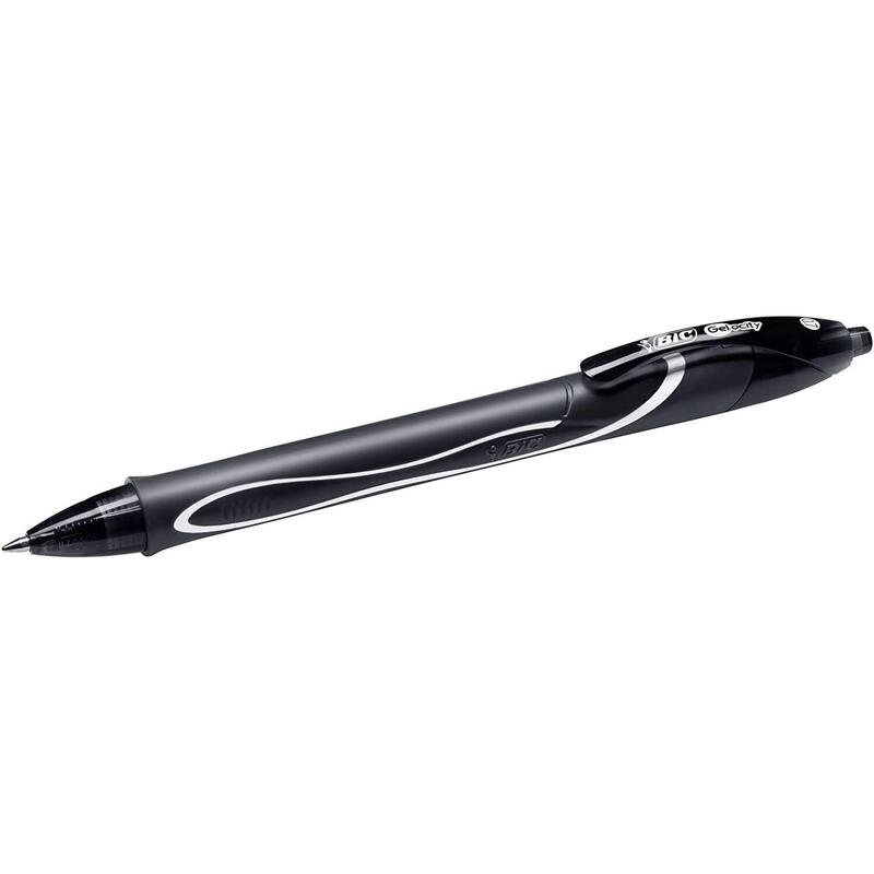 Pack De 12 Unidades Bic Gel-Ocity Quick Dry Boligrafo De Gel Retractil - Punta Media De 0.7 Mm - Tinta De Gel - Anti-Manchas - Secado Ultra Rapido - Color Negro