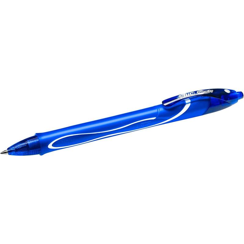 Pack De 12 Unidades Bic Gel-Ocity Quick Dry Boligrafo De Gel Retractil - Punta Media De 0.7 Mm - Tinta De Gel - Anti-Manchas - Secado Ultra Rapido - Color Azul