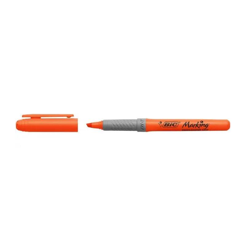 Pack De 12 Unidades Bic Highlighter Grip Marcador Fluorescente - Punta Biselada - Trazo Entre 1.60 Y 3.30 Mm - Grip Texturizado - Color Naranja